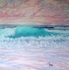 Sunset Breakers - original seascape coastal oil painting artwork contemporary
