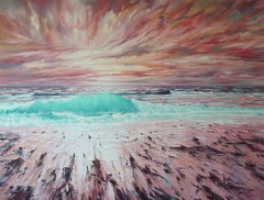 Sunset Promise - original sea landscape oil sunset painting modern water coastal