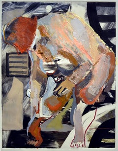 In the Hold, oil on paper, painterly, abstract, nude