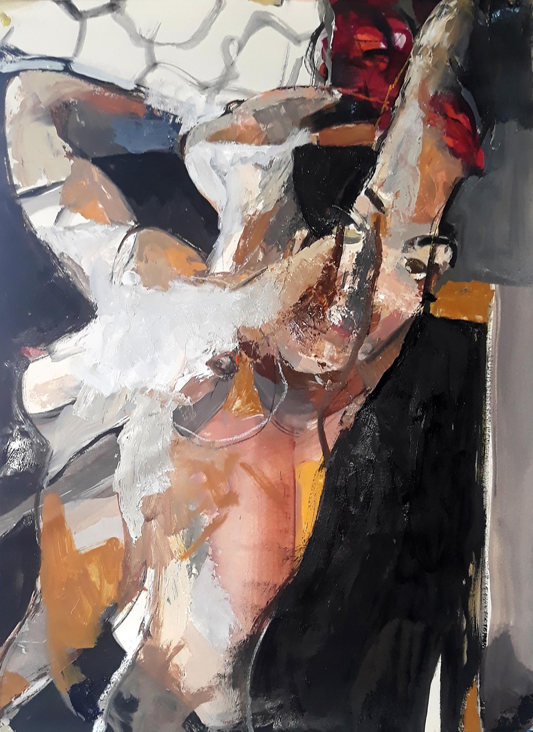 Error enterrado desnudo figurativo expresionista colores cálidos y fríos activos