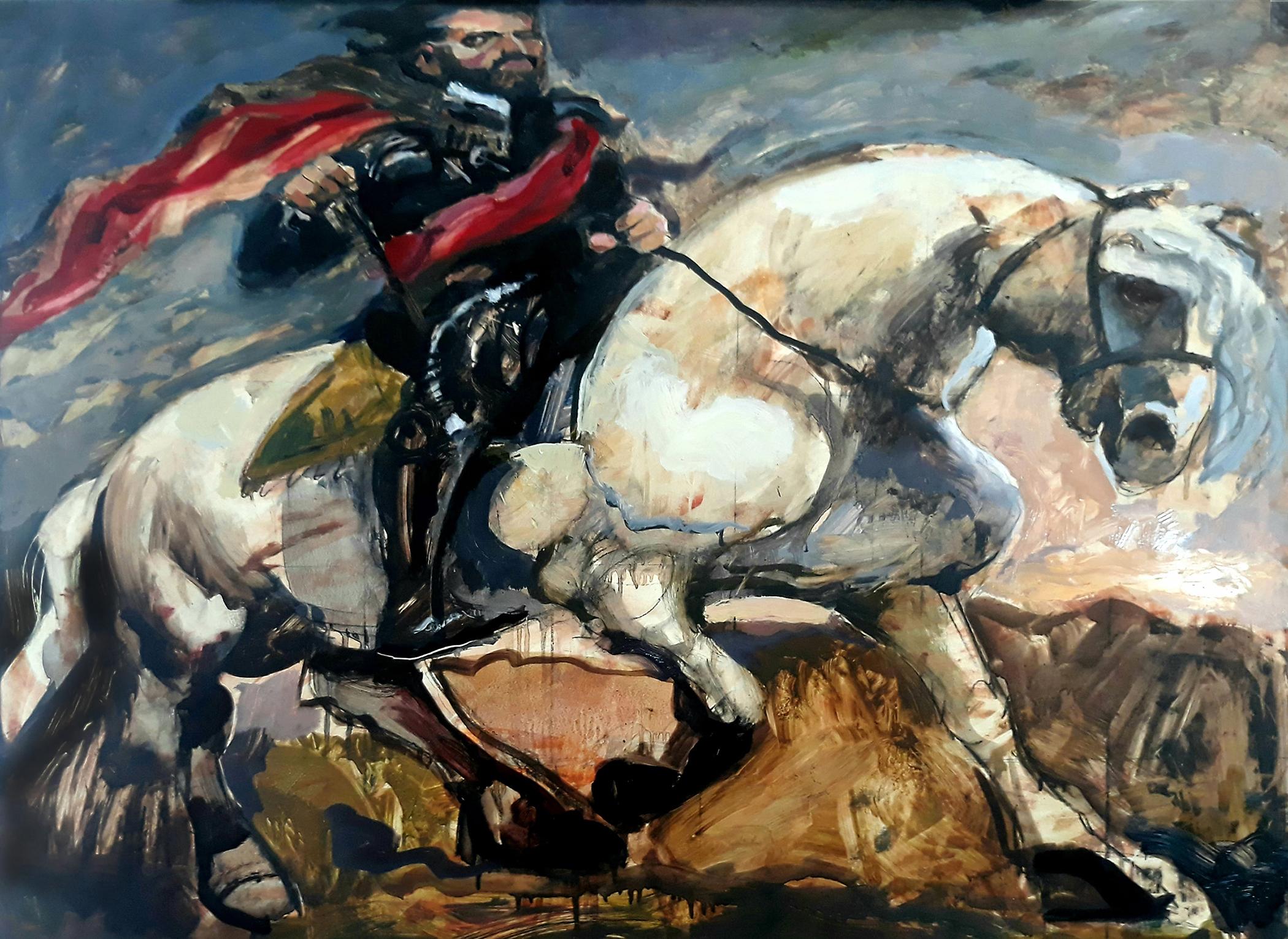Tom Bennett Figurative Painting - Charles V (after van Dyke) classical contemporary bold horse colorful brushwork