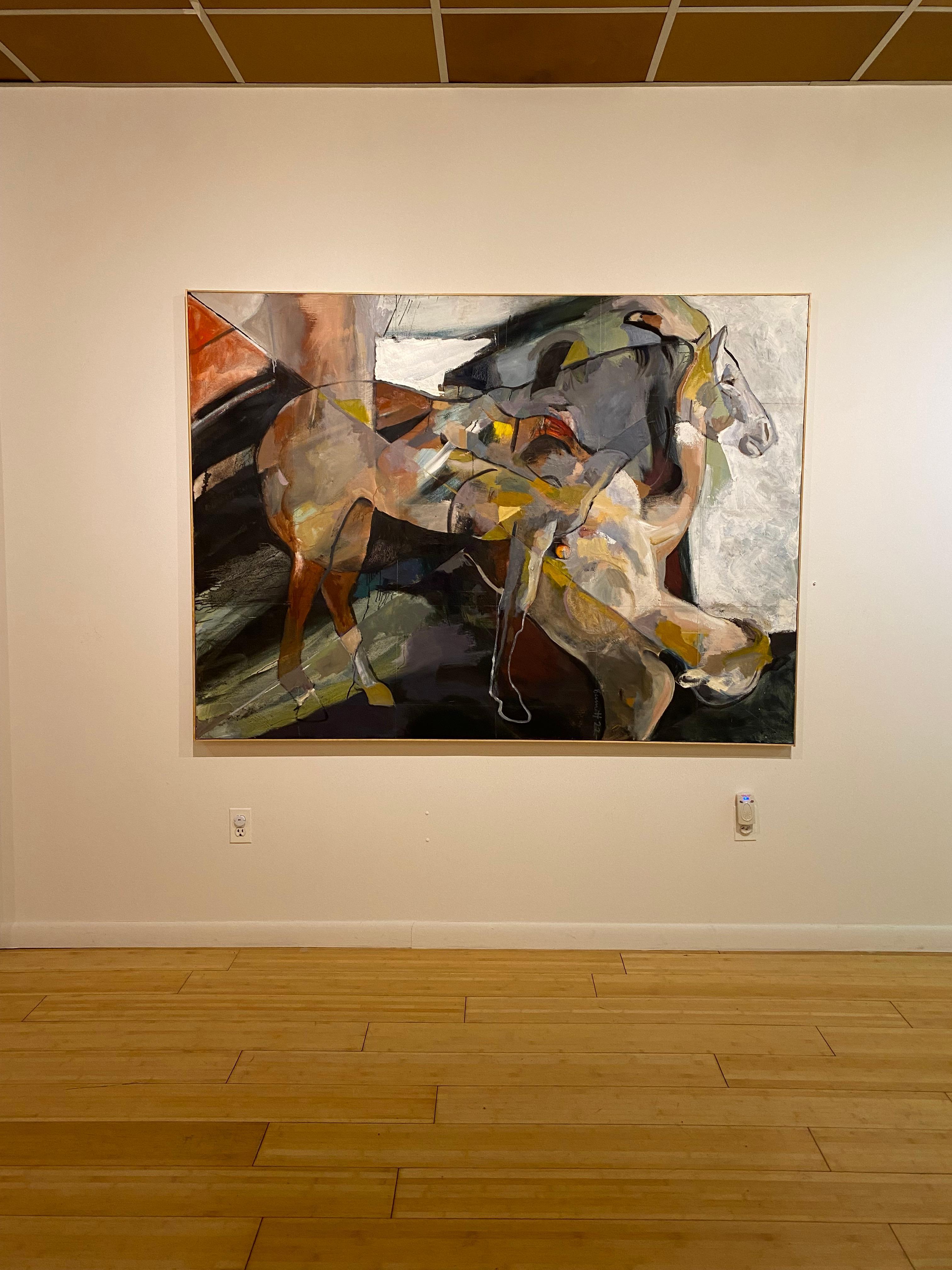 Chiasmo, pittura ad olio di grandi dimensioni, immagine astratta di un cavallo - Animal Painting Marrone di Tom Bennett