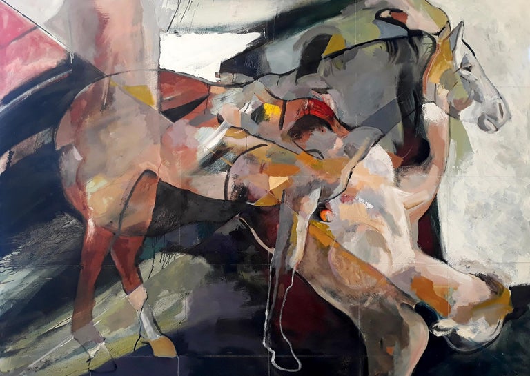 Tom Chiasm, large oil painting abstracted horse image For