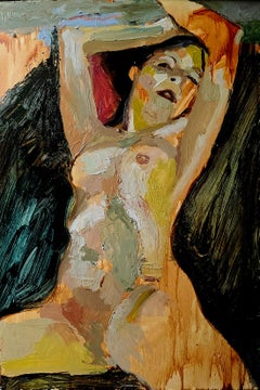 Far in Mind, nudo femminile colorato reclinato sguardo diretto