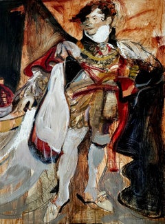 Fatuo, pintura al óleo, figura masculina, tema clásico histórico del arte