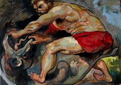 Hercules and the Lion (Apologies to Rubens) classical image, male figure