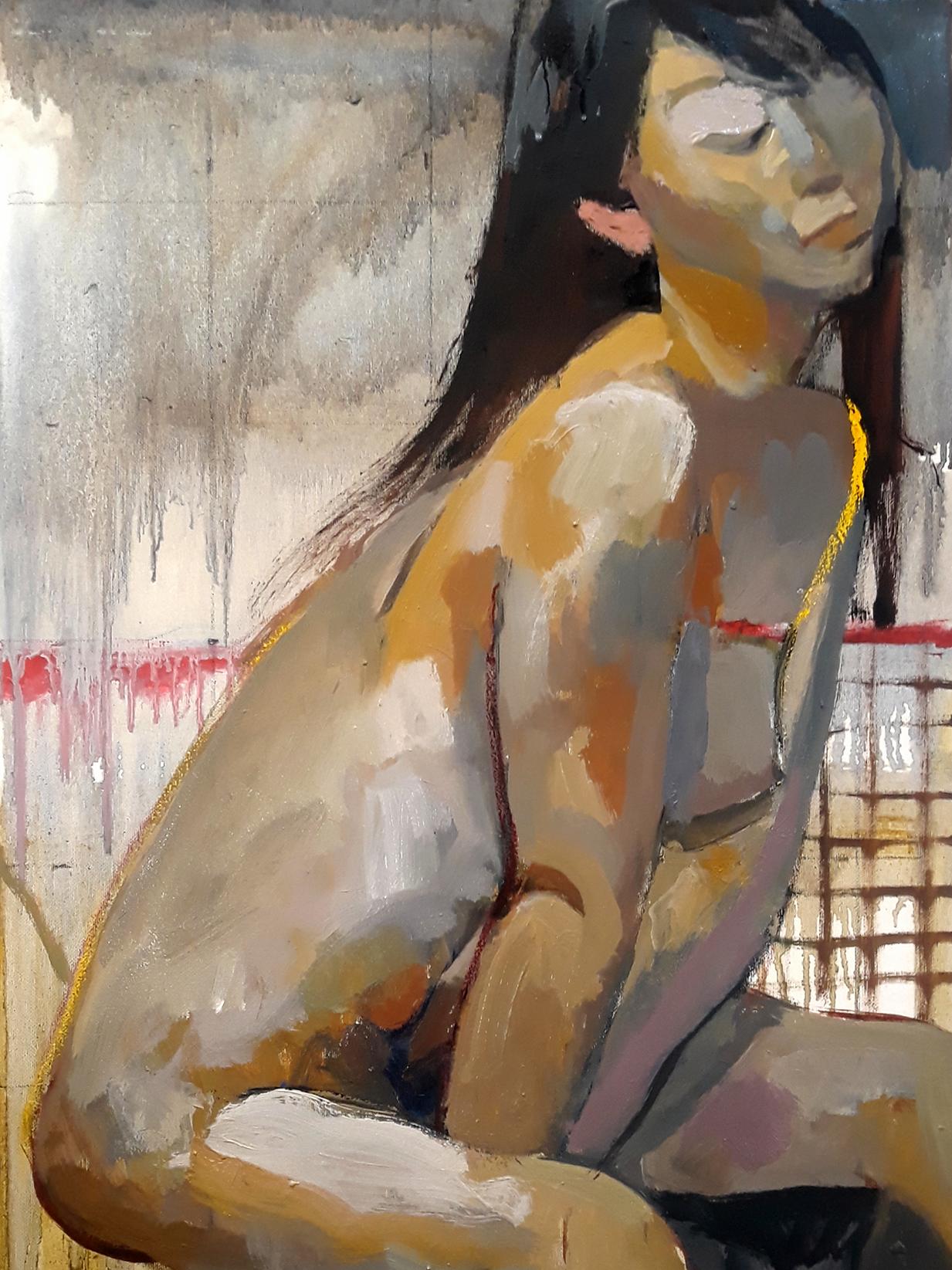 Tom Bennett Nude Painting - Landslide, abstract female figure