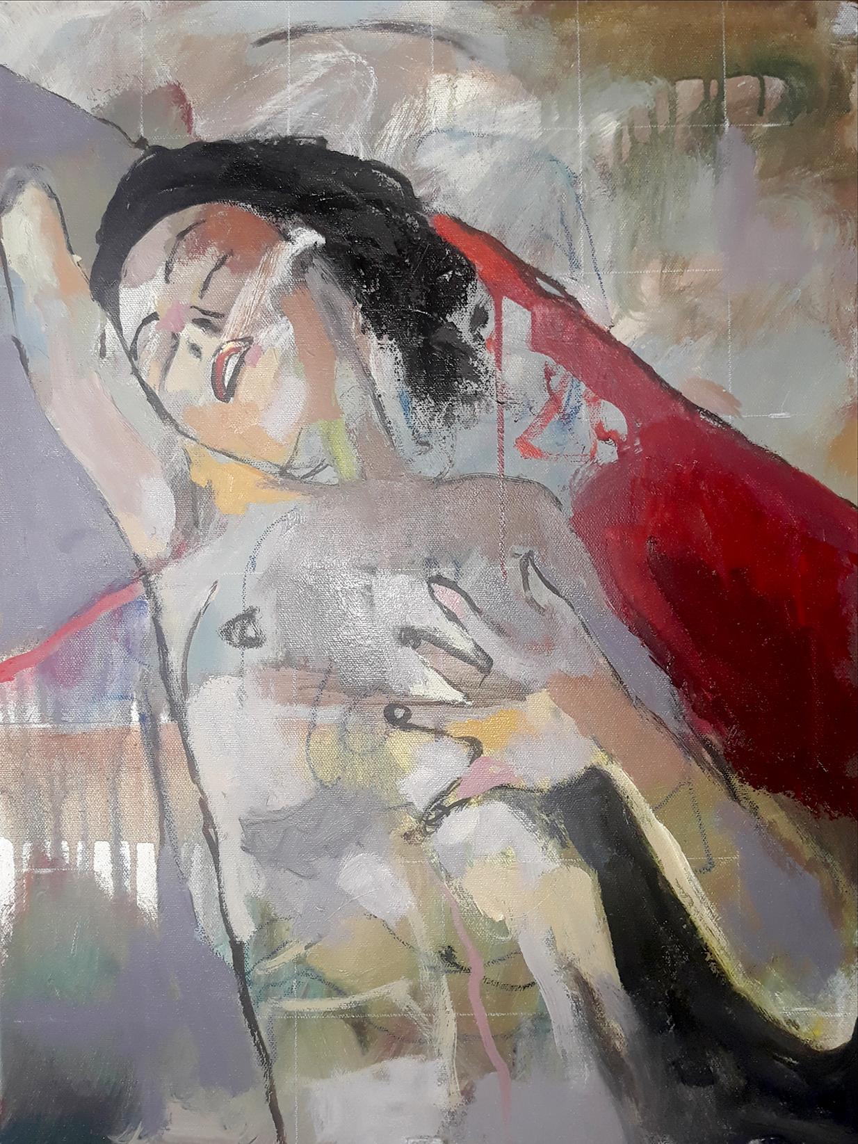 Figurative Painting Tom Bennett - Nothing Lasts, dreamy female figure painting