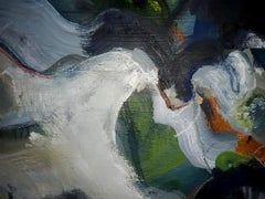 Pheromone, colorful abstract with figure beautiful blue tones, brushwork