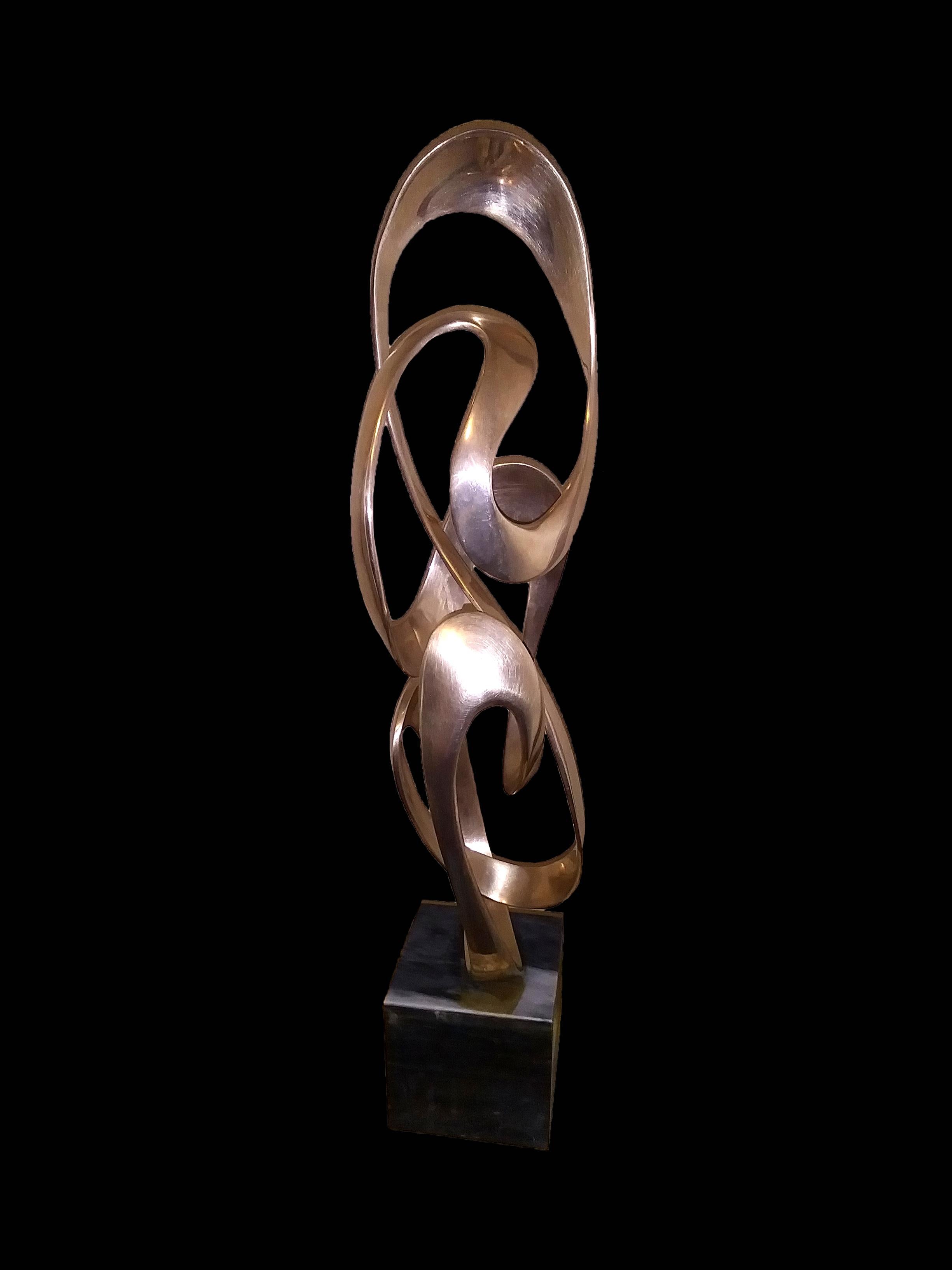 Expressway, Polished Bronze Modern Sculpture by Bob and Tom Bennett 1