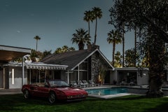 Mid Century Modern Series Architecture Photograph - Poolside Classic Car Ferrari