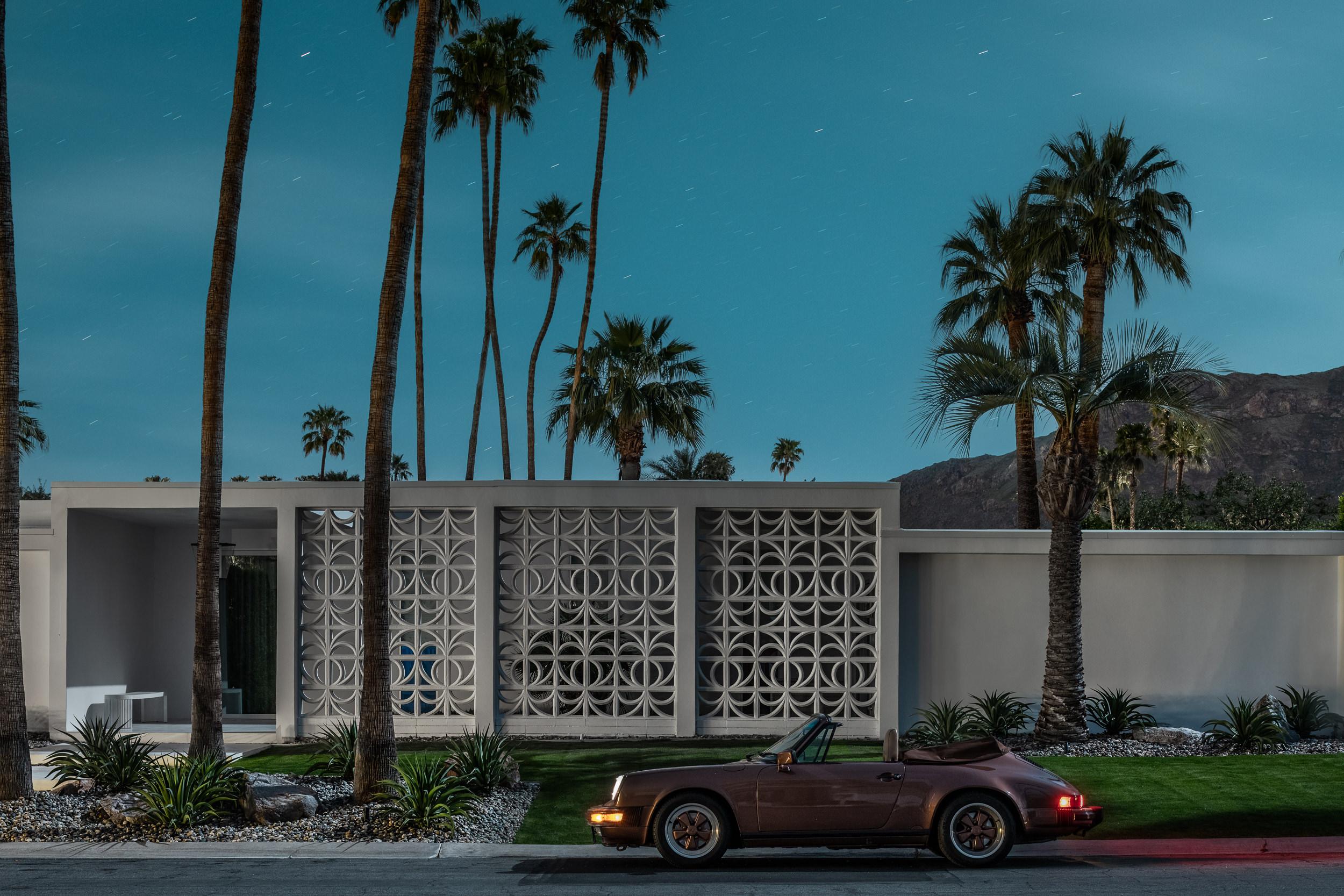 Mid Century Porsche Cabriolet 911, Arquitectura Moderna de Medianoche Palm Springs