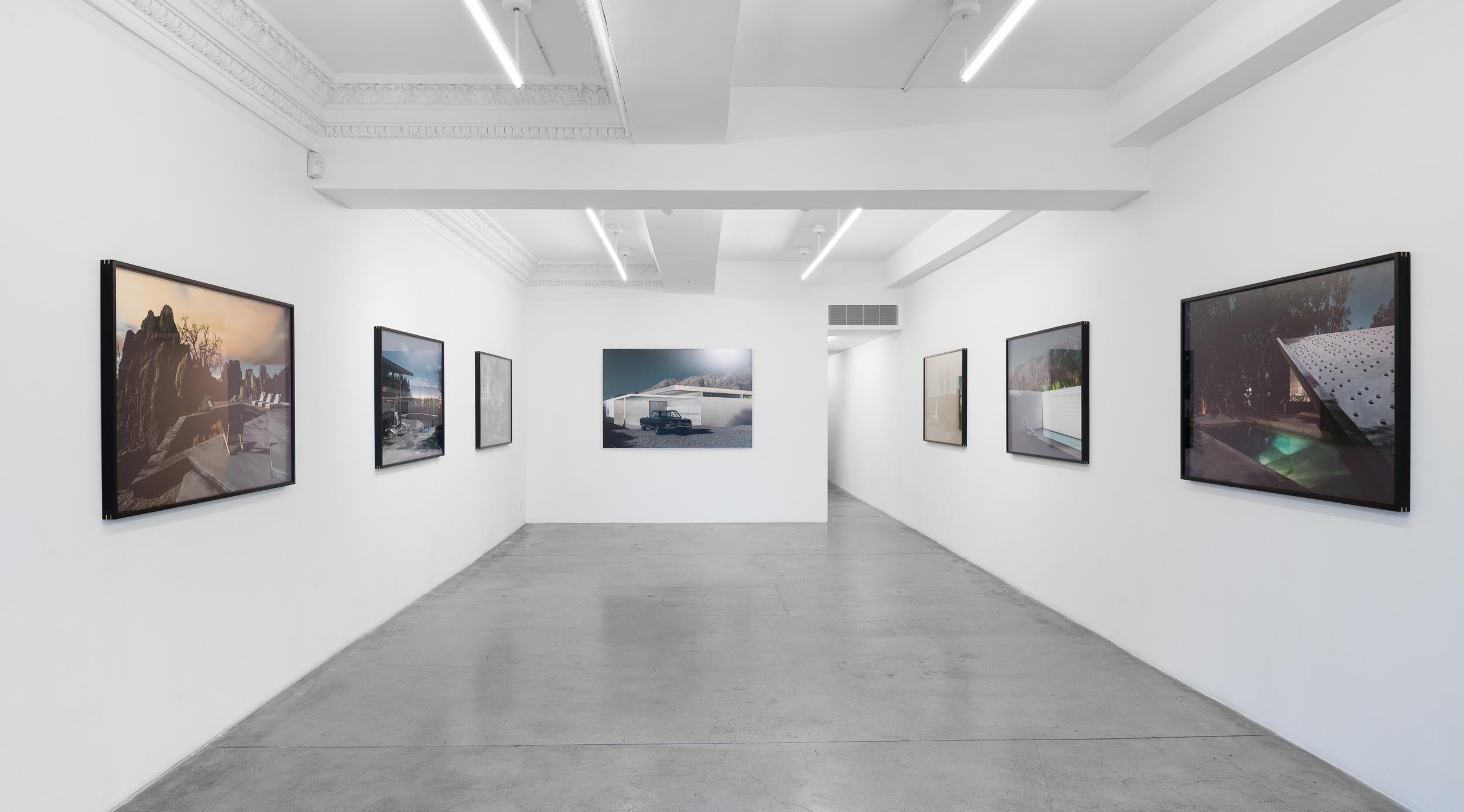 Casa de mediados de siglo de Steve McQueen, Fotografía de arquitectura moderna de medianoche - Print de Tom Blachford