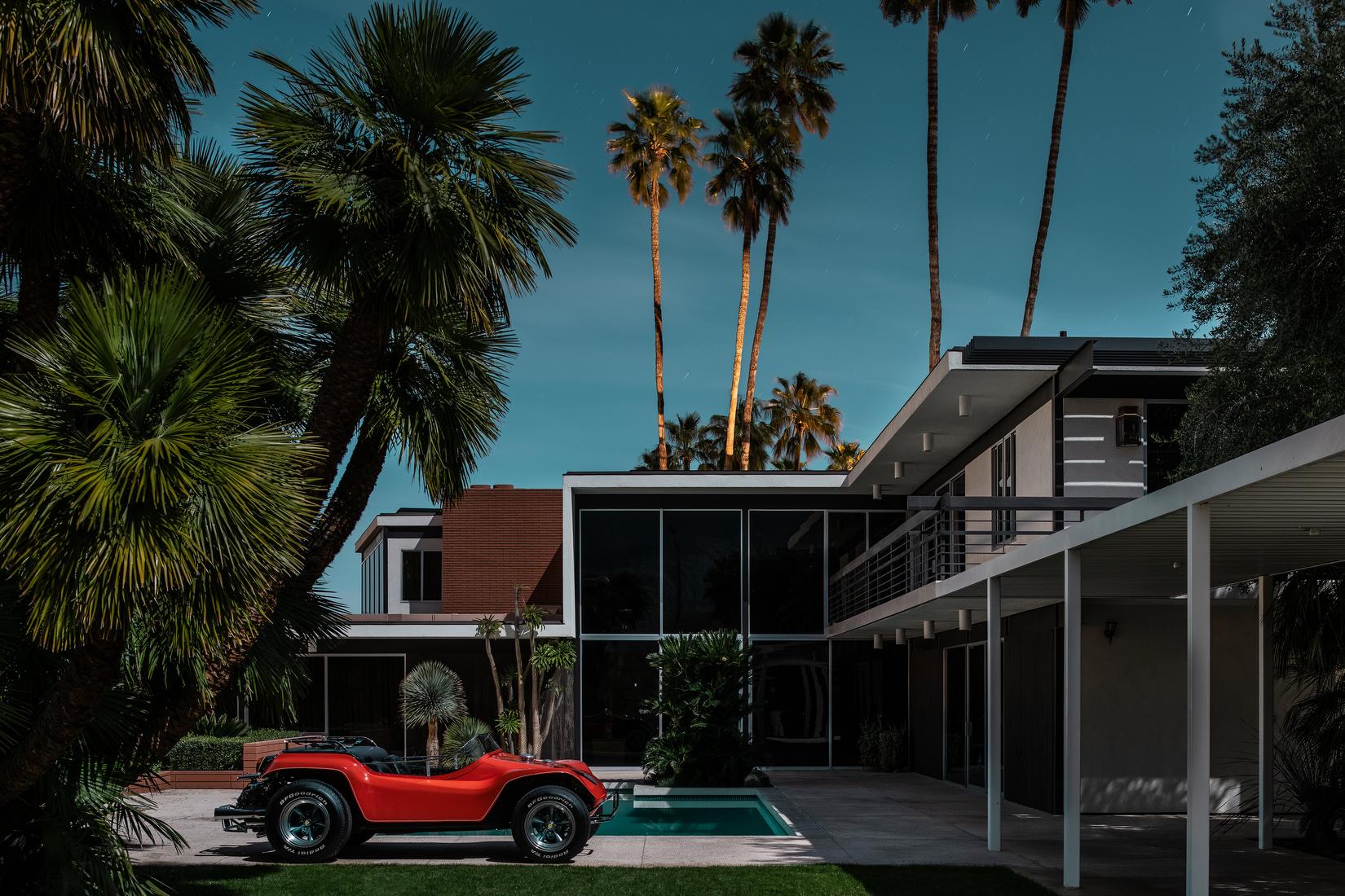 Casa de mediados de siglo de Steve McQueen, Fotografía de arquitectura moderna de medianoche