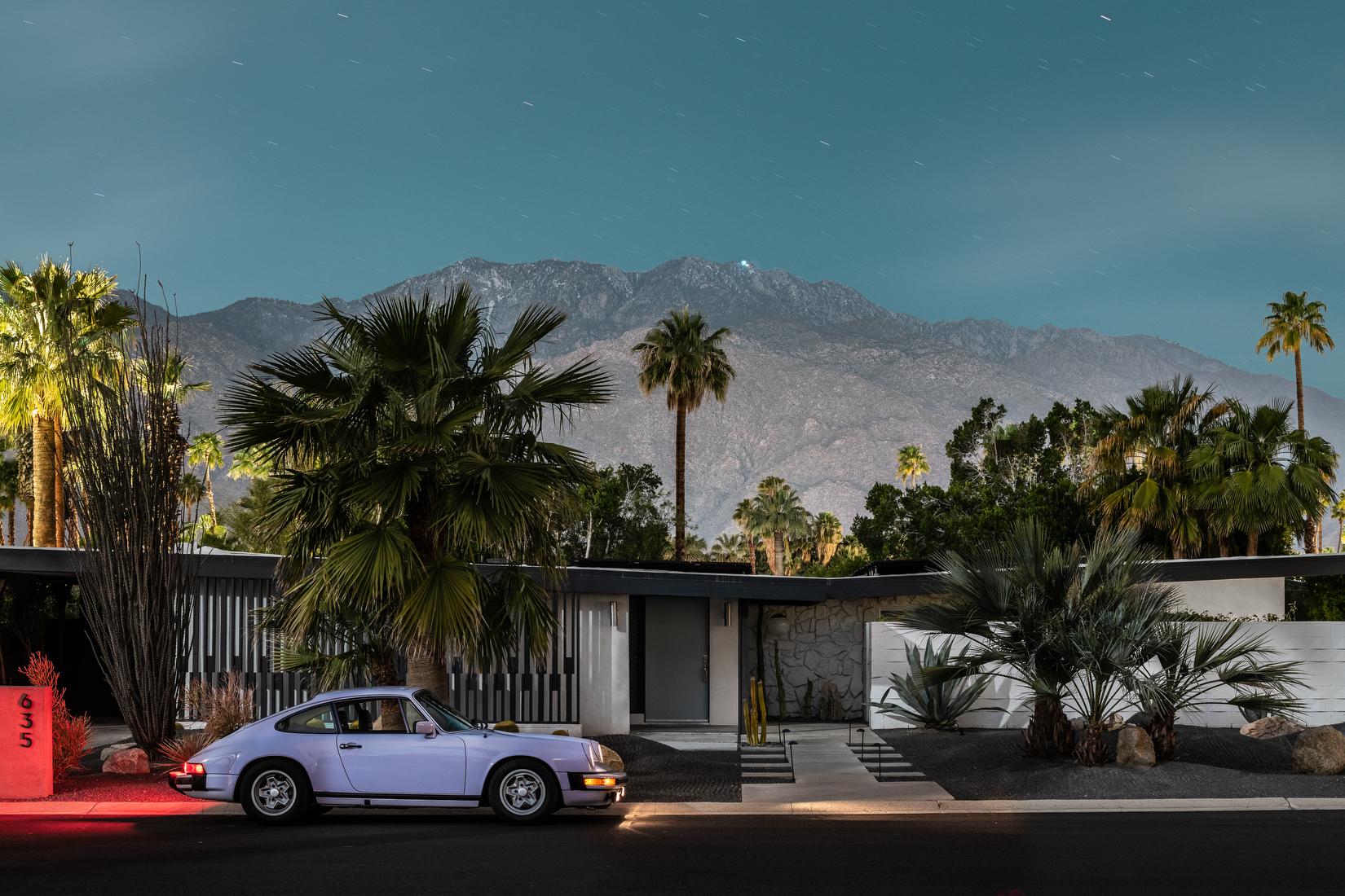 Tom Blachford Landscape Photograph - Midnight Modern Classic Porsche 911 Mid Century Architecture
