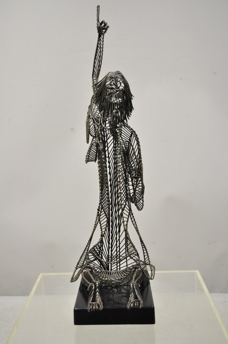 Tom and Bob Wire Metal Sculpture of Jesus Man on Knees Pointing