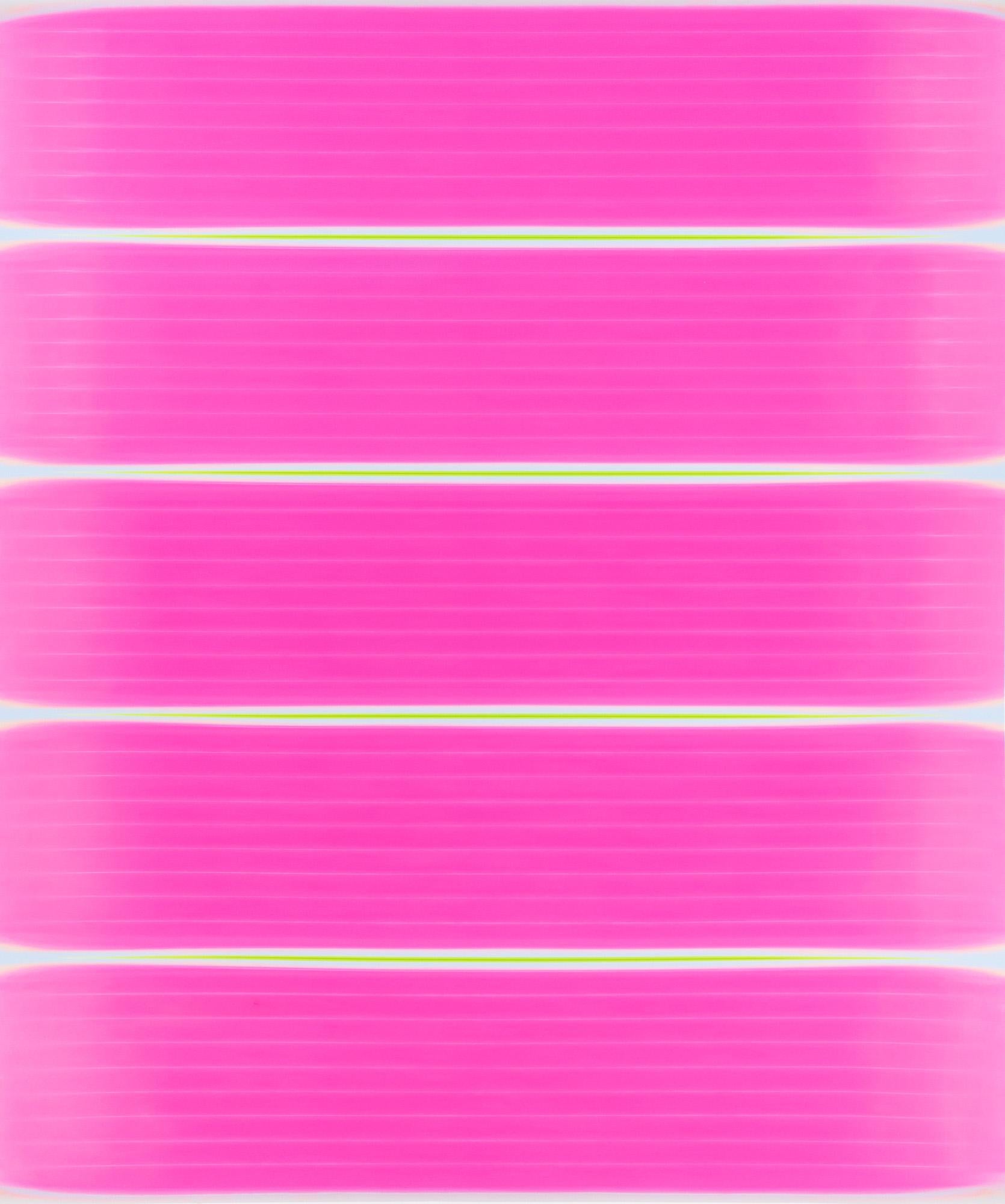 „Luminous Lilly Pulitzer Pink“ Abstraktes Gemälde in Mischtechnik auf Leinwand gerahmt (Zeitgenössisch), Mixed Media Art, von Tom Bolles