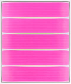 Pittura astratta a tecnica mista su tela con cornice "The Lilly Pulitzer Pink".