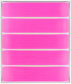 „Luminous Lilly Pulitzer Pink“ Abstraktes Gemälde in Mischtechnik auf Leinwand gerahmt