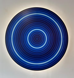 "Midnight Target" Contemporary Abstract LED Circle Mixed Media Canvas Painting