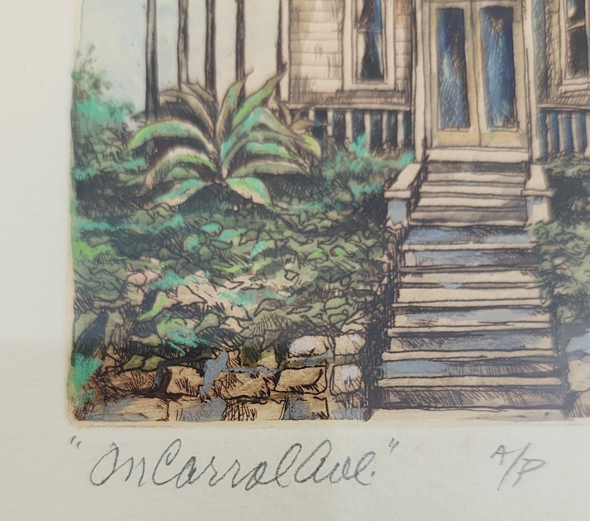 Tom Brittain Grabado sepia original firmado Casa victoriana Victoriano en venta