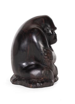 "Jim Jim" Ebony Sculpture with Dark Patina, Portrait of Detroit Zoo Gorilla