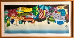 Color Lithograph Linocut Chine Collé "Workshop" Bright Modernist Pop Art