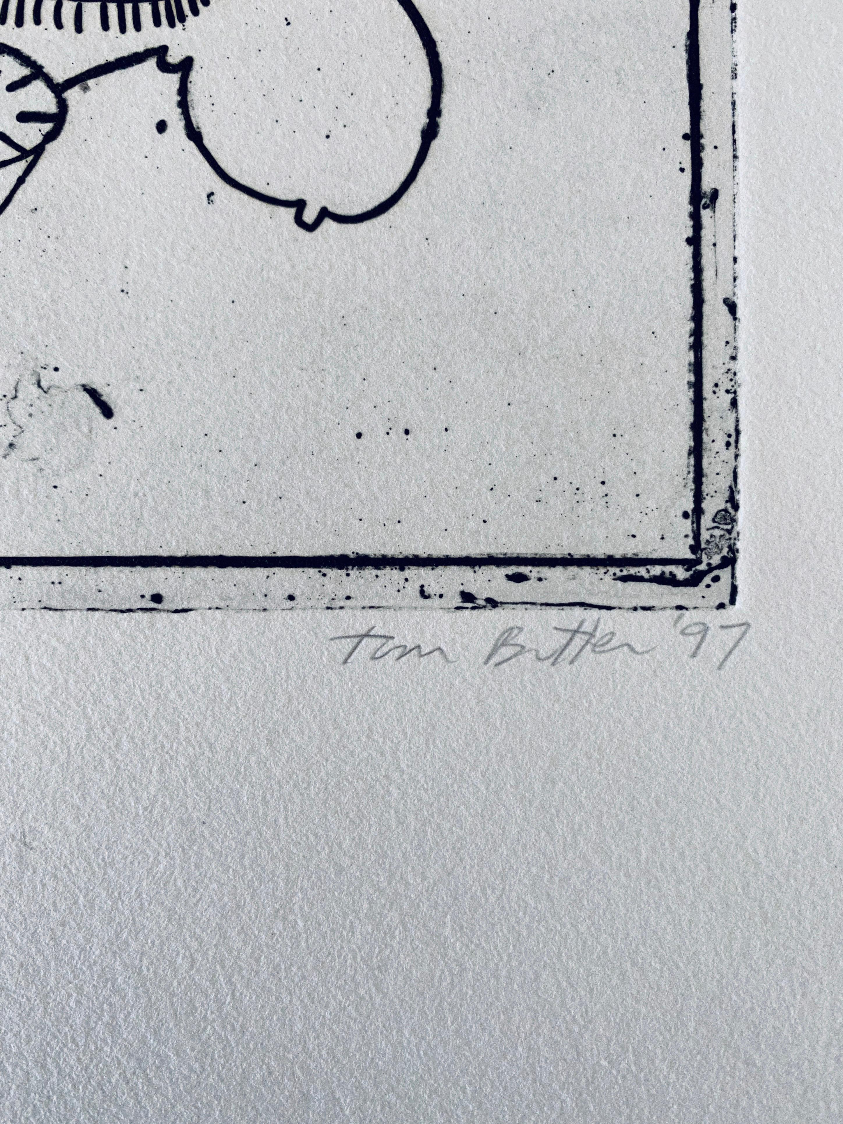 Artista Americano Grabado Contemporáneo Tom Butter Dibujo Cactus Paisaje Desértico en venta 2