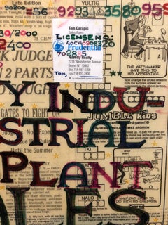 Mixed Media Outsider Visionary Art Newspaper Collage Bill Gates Laminated 2 side