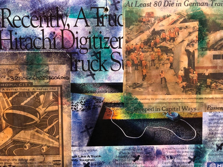 Tom Carapic Mixed Media Outsider Visionary Art Newspaper Photo