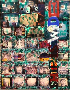 Mixed Media Outsider Visionäre Kunst Polaroid Foto Collage Malerei 2-seitig