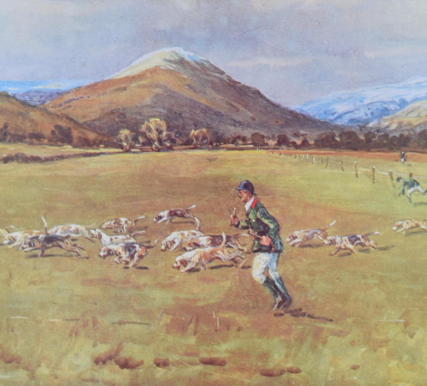Shropshire Beagles hunting lithograph by Tom Carr For Sale 2