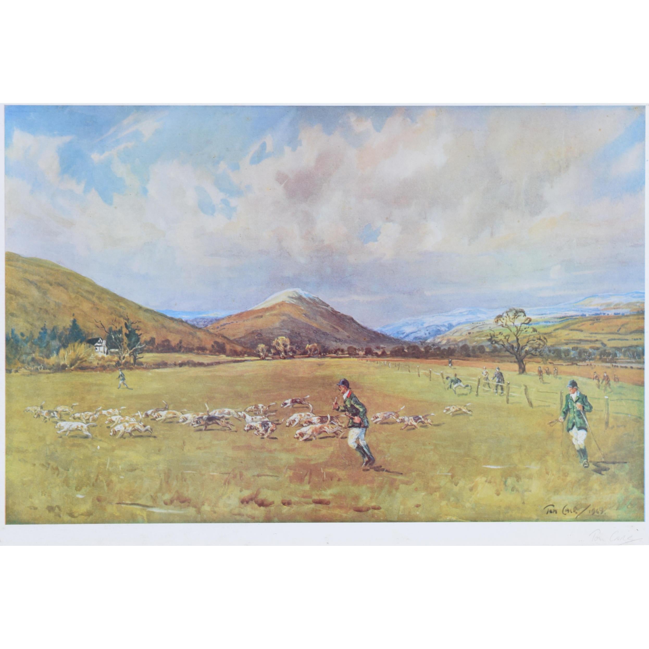 Shropshire Beagles hunting lithograph by Tom Carr For Sale 4