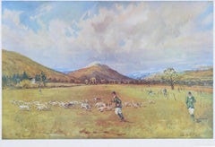 Vintage Shropshire Beagles hunting lithograph by Tom Carr