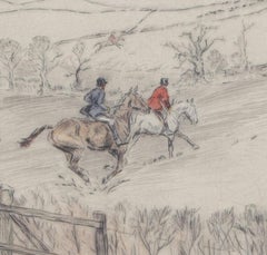Tom Carr: 'Over the Gate' hunting etching