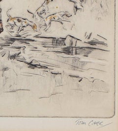 Tom Carr: 'The College Valley' hunting etching