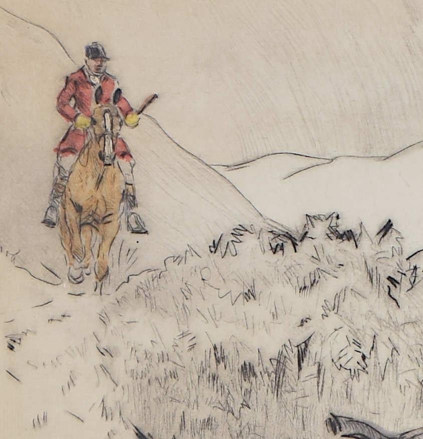 Tom Carr : eau-forte de chasse « The College Valley » 3