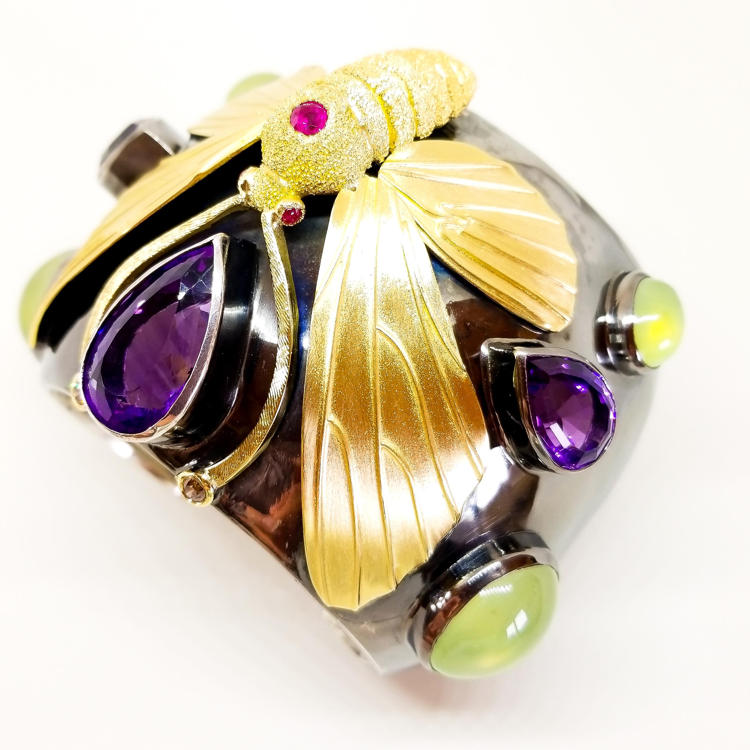 Tom Castor Collection One of a Kind 60+ Carat Award Winning Moth Cuff Bracelet For Sale 4