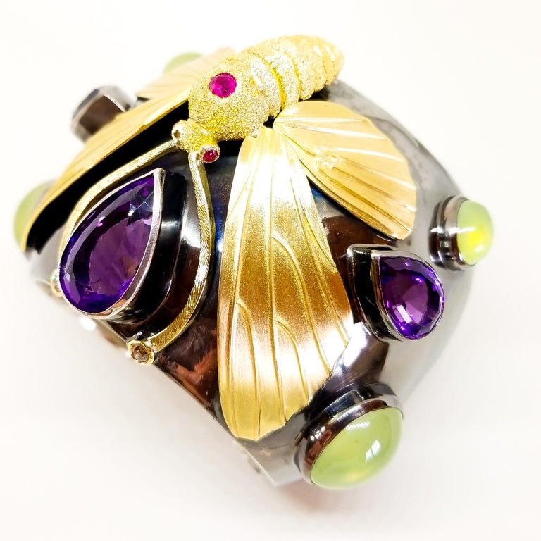 Tom Castor Collection One of a Kind 60+ Carat Award Winning Moth Cuff Bracelet For Sale 7