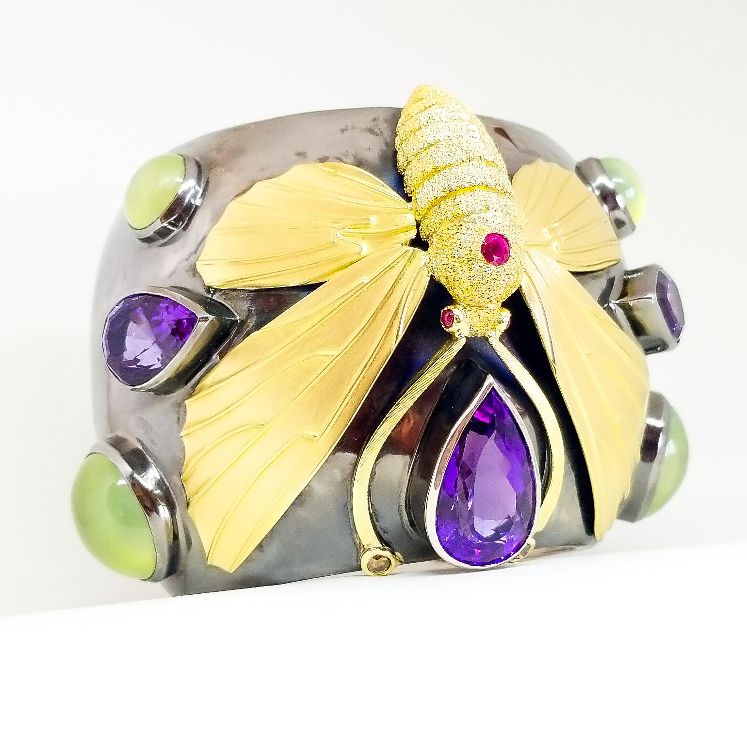 Tom Castor Collection One of a Kind 60+ Carat Award Winning Moth Cuff Bracelet For Sale 9