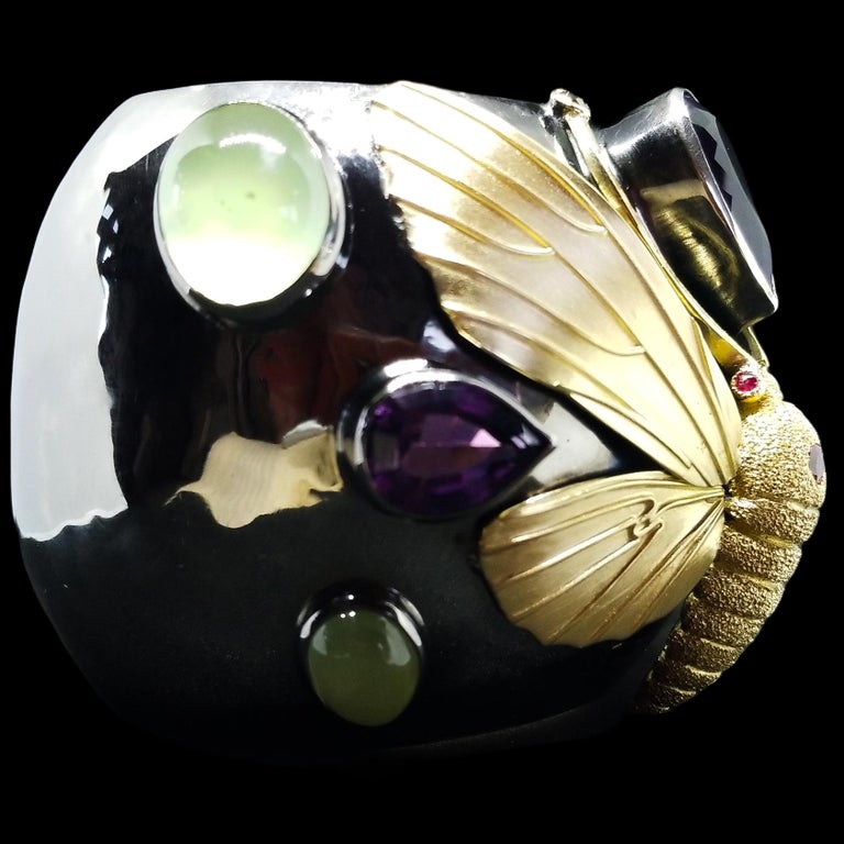 Artisan Tom Castor Collection One of a Kind 60+ Carat Award Winning Moth Cuff Bracelet For Sale