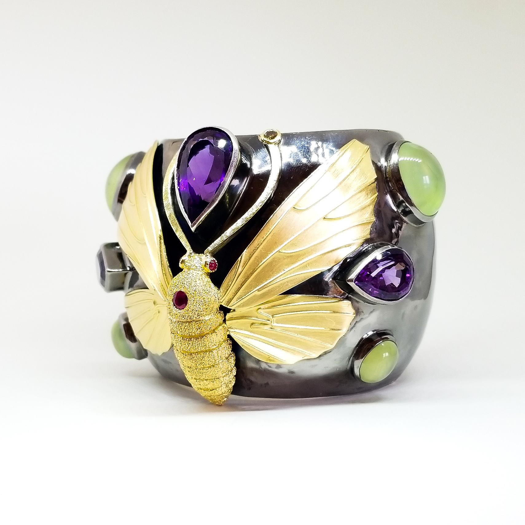 Tom Castor Collection One of a Kind 60+ Carat Award Winning Moth Cuff Bracelet In New Condition For Sale In Lambertville , NJ