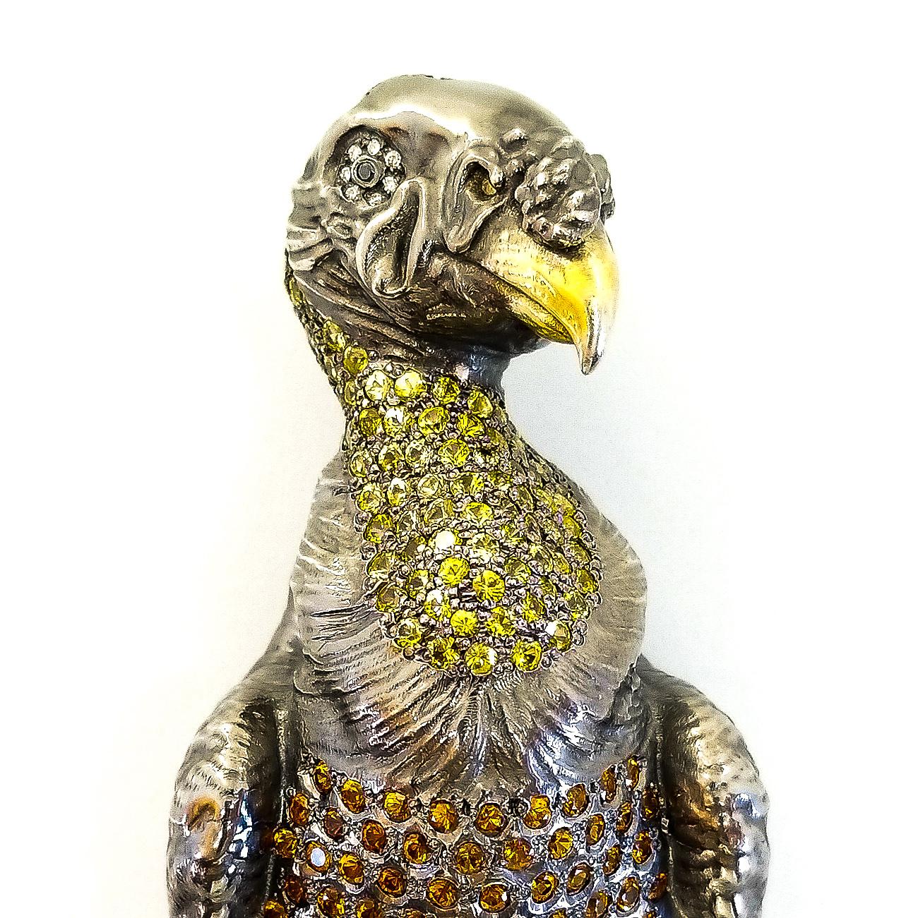  Tom Castor King Condor Bird Pendant Enhancer Diamond Sapphire Silver Vulture For Sale 7
