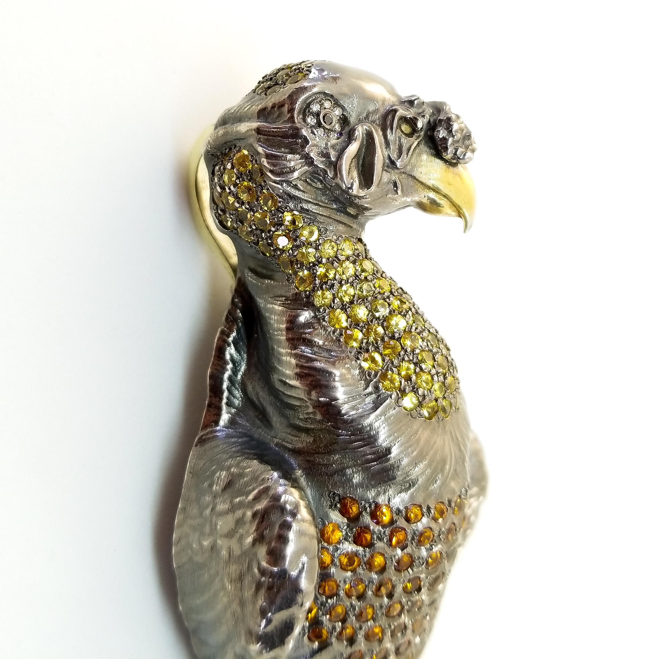  Tom Castor King Condor Bird Pendant Enhancer Diamond Sapphire Silver Vulture For Sale 8