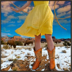 "Buffalo Gal" Contemporary Figurative Landscape Framed Photograph on Aluminum