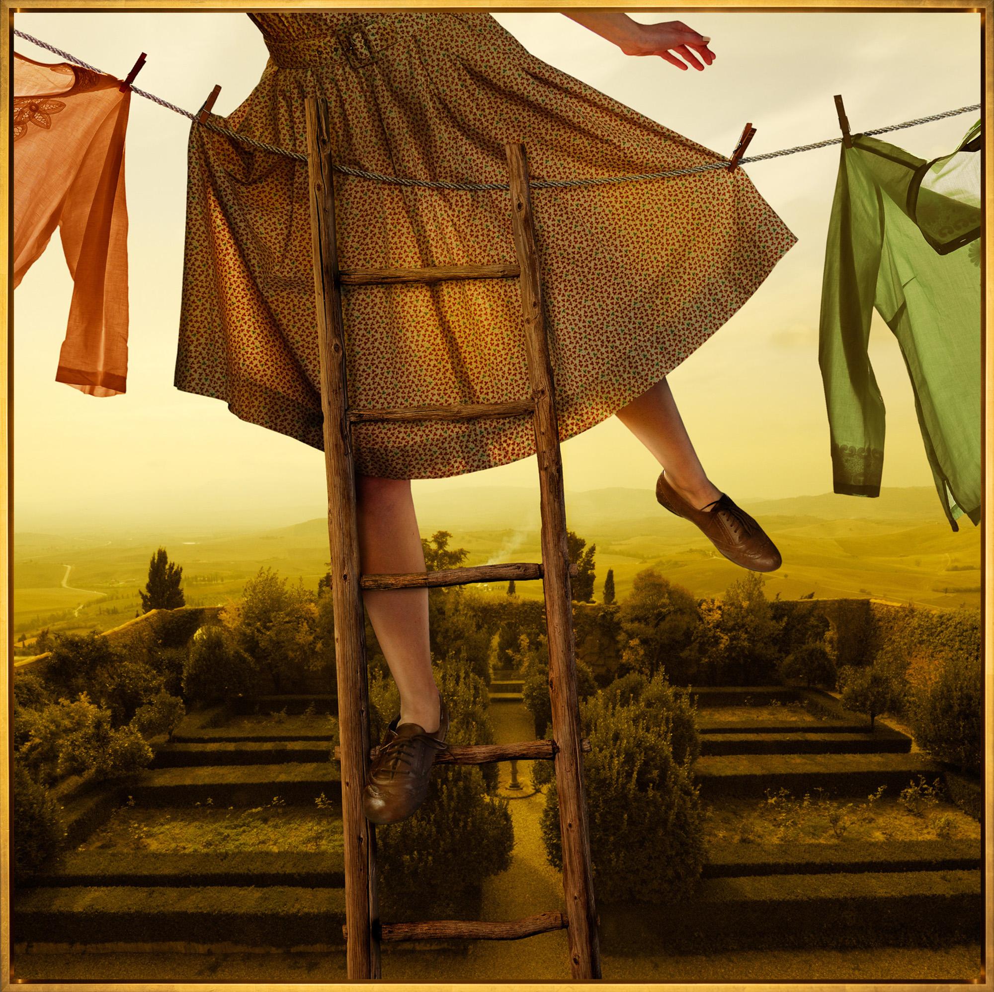 Tom Chambers Landscape Photograph - "Pennants Over Pienza" Contemporary Figurative Framed Photograph on Aluminum