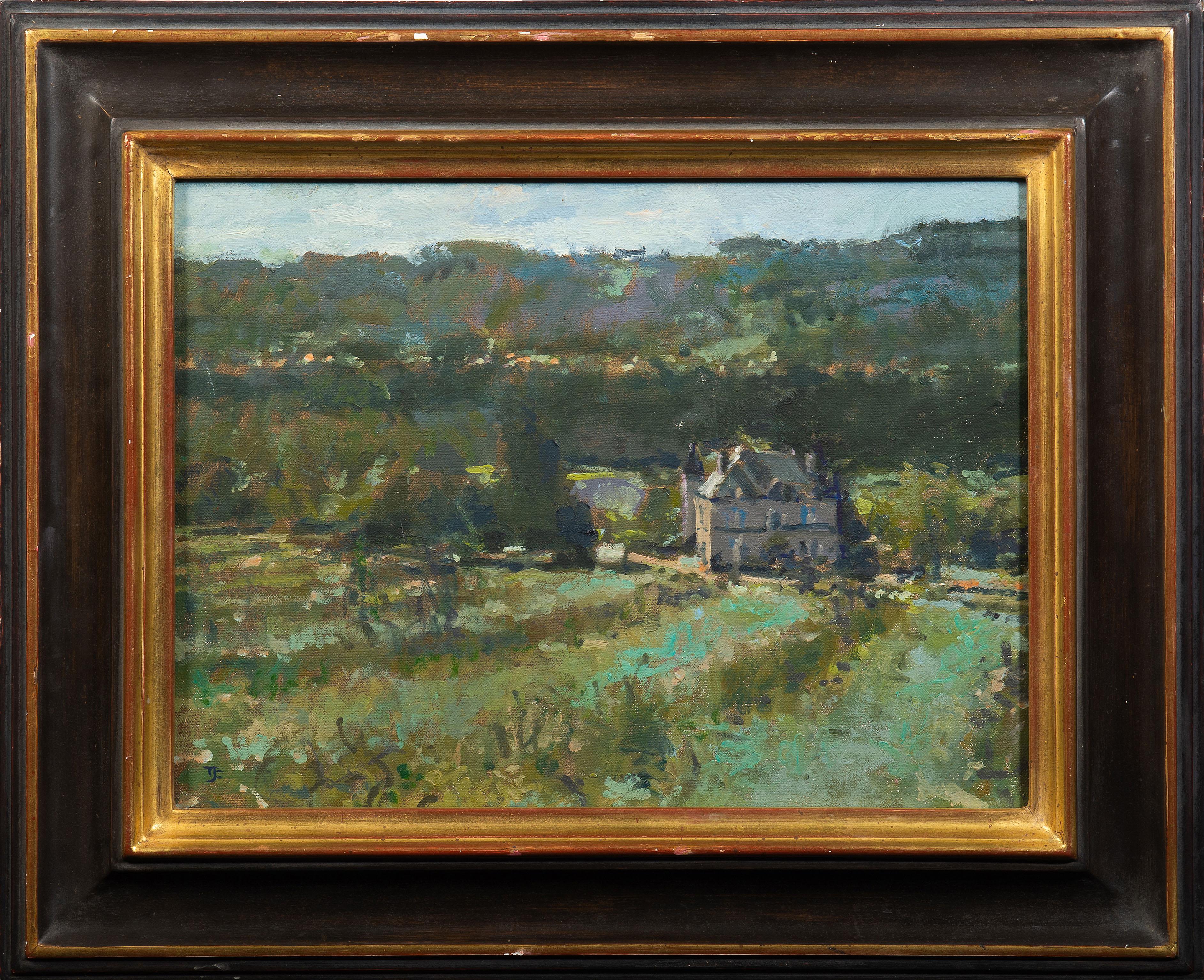 Tom Coates Landscape Painting – Eine englische Landschaft mit einem Landhaus