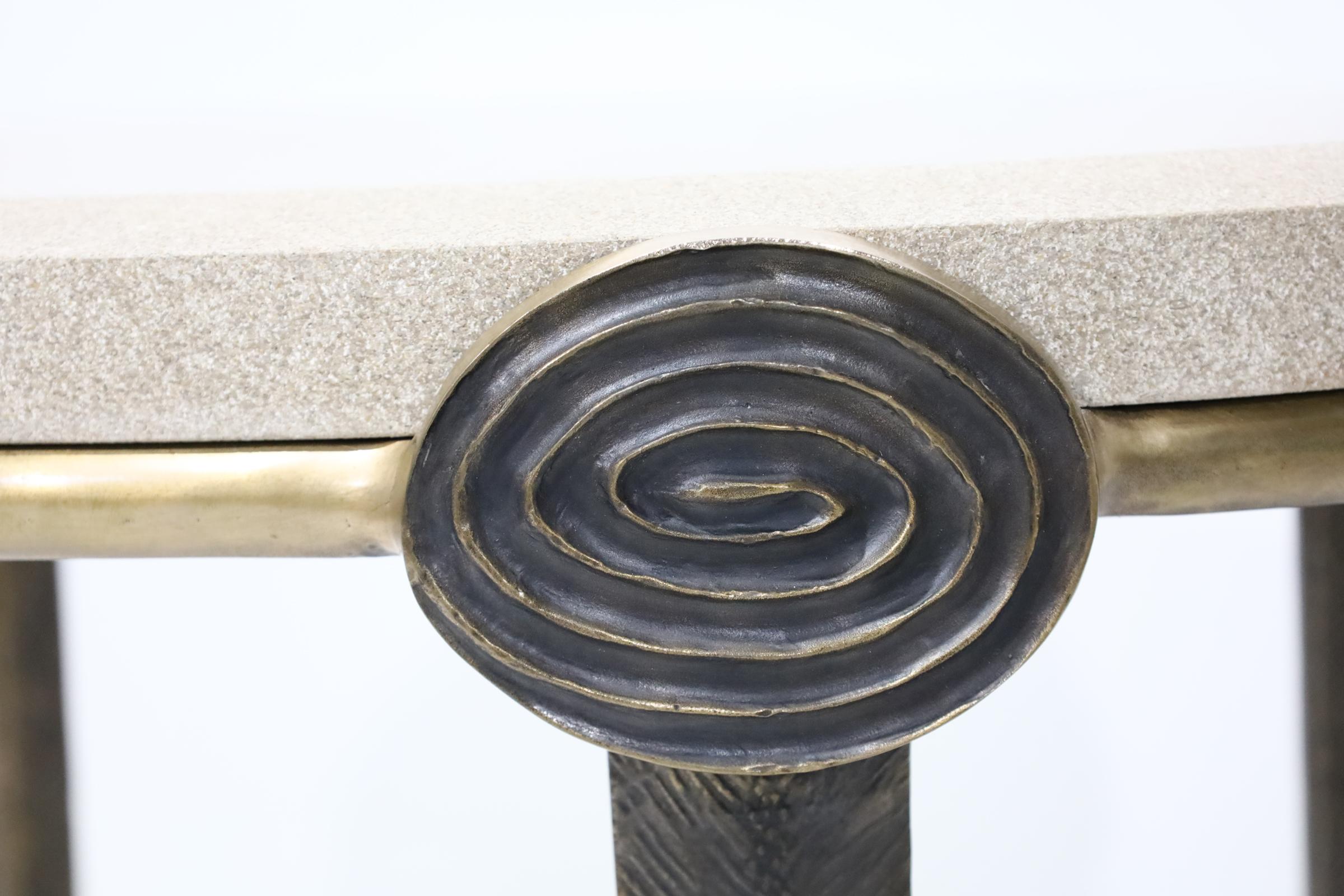 Tom Corbin Bronze and Marble Medallion Side Table For Sale 5