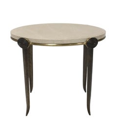 Tom Corbin Bronze and Marble Medallion Side Table