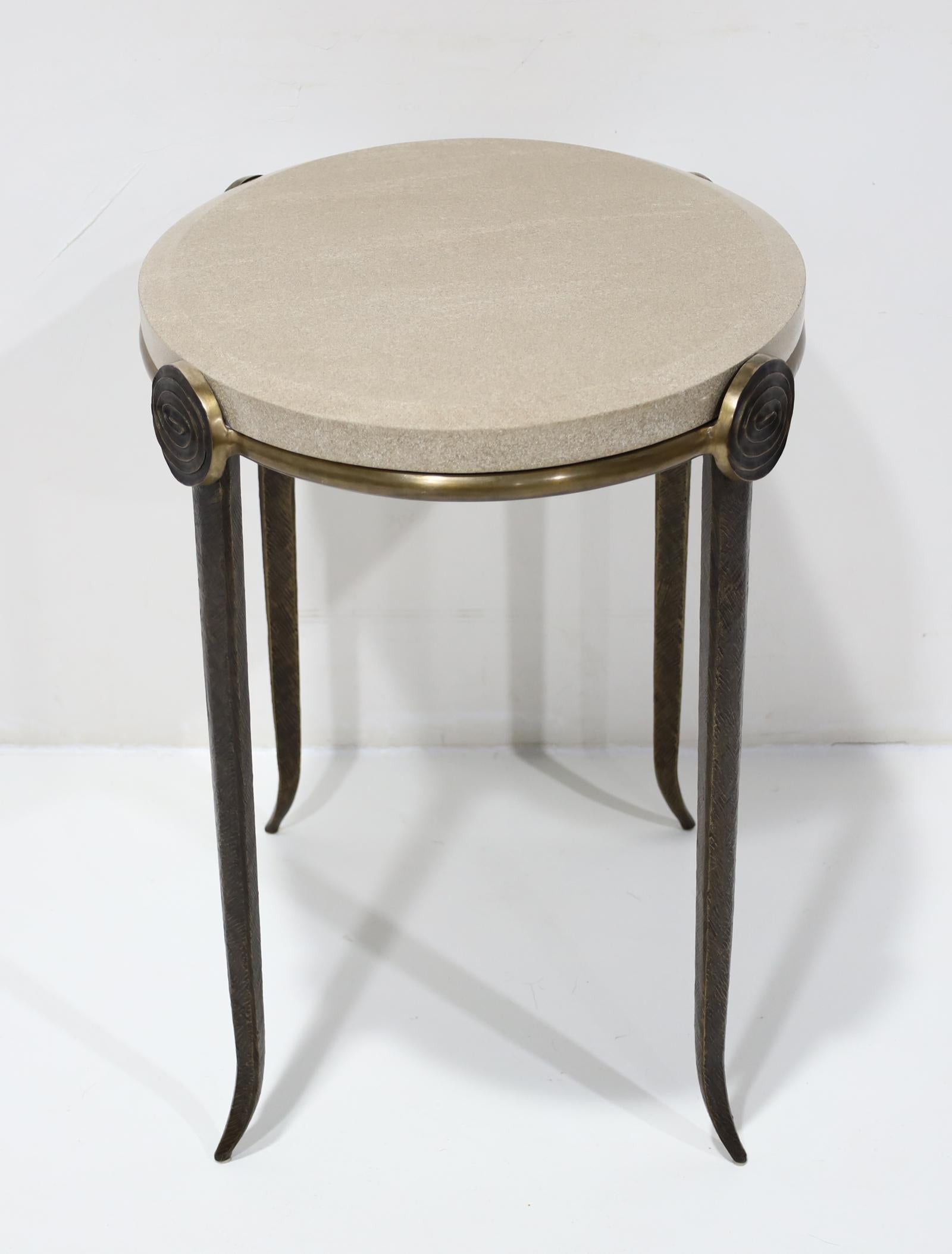 Tom Corbin Bronze and Marble Medallion Side Table For Sale 3